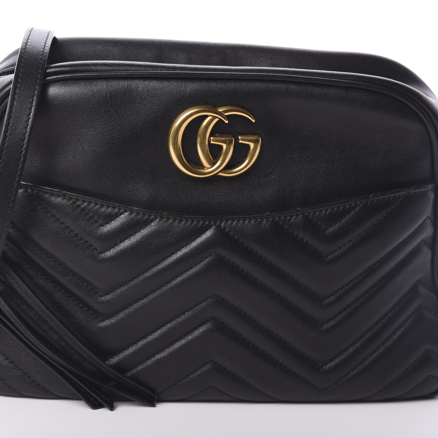 Gucci Calfskin Matelasse Medium GG Marmont Chain Shoulder Bag Black 7 of 9