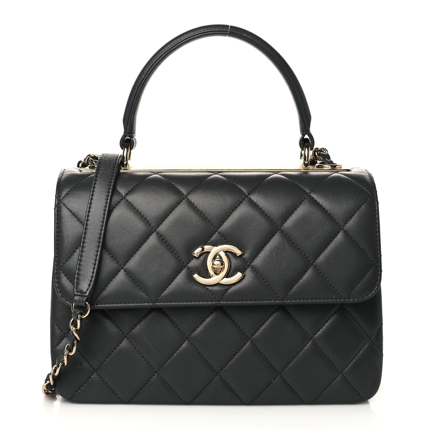 Lambskin Quilted Small Trendy CC Dual Handle Flap Bag Dark Grey