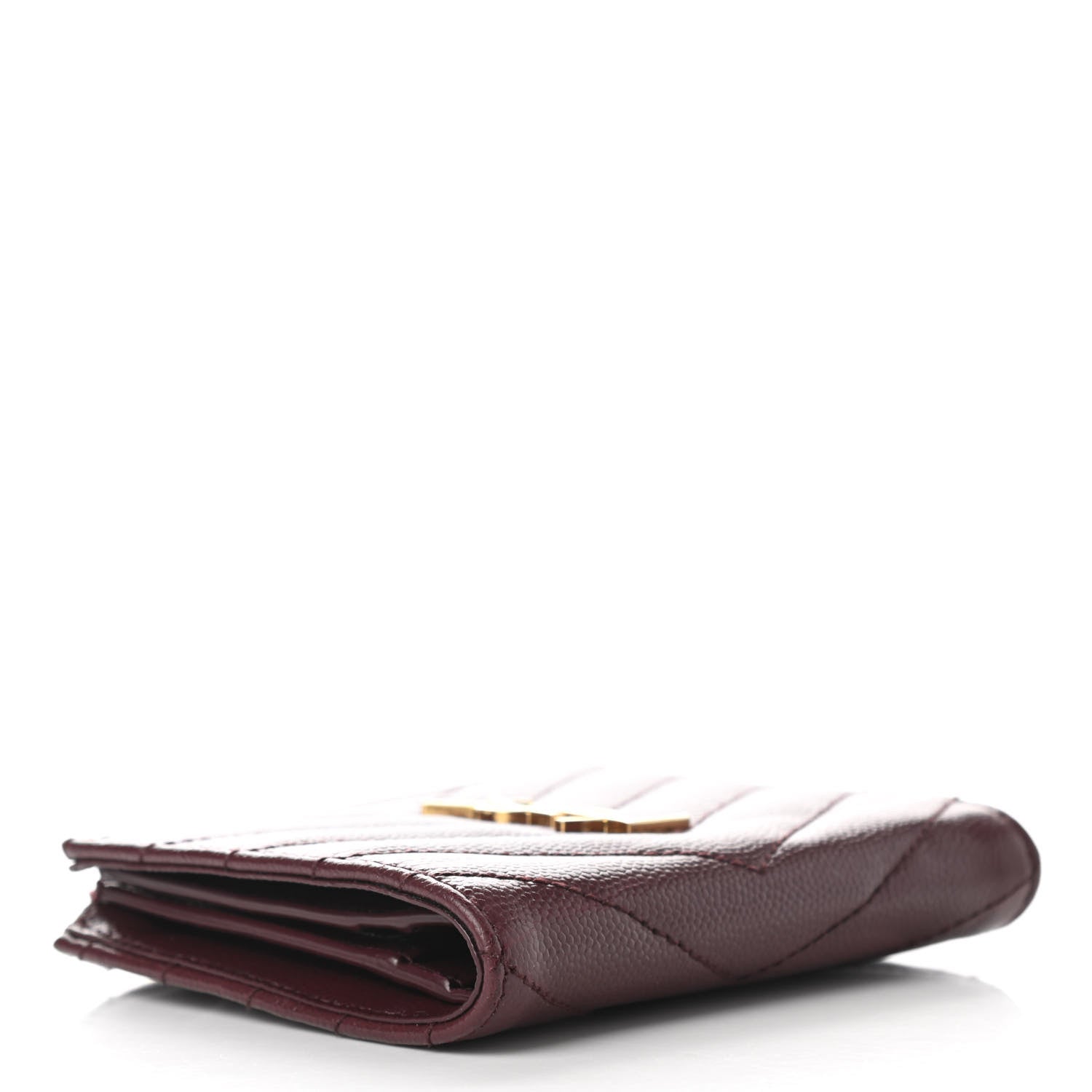 Saint Laurent Grain De Poudre Matelasse Chevron Monogram Zipped Card Case Rouge Legion 4 of 8