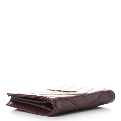 Saint Laurent Grain De Poudre Matelasse Chevron Monogram Zipped Card Case Rouge Legion 4 of 8