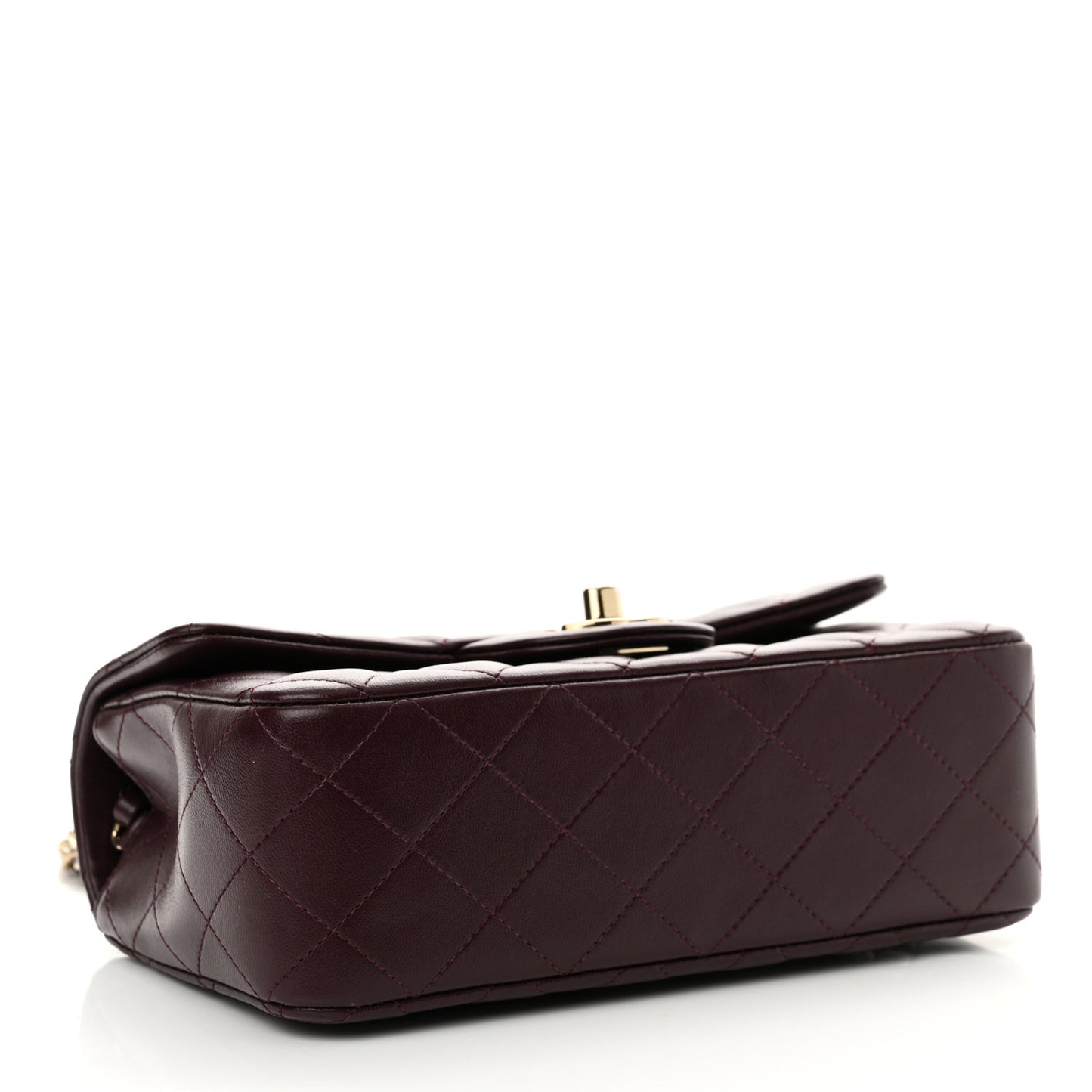 Lambskin Quilted Mini Rectangular Flap Burgundy