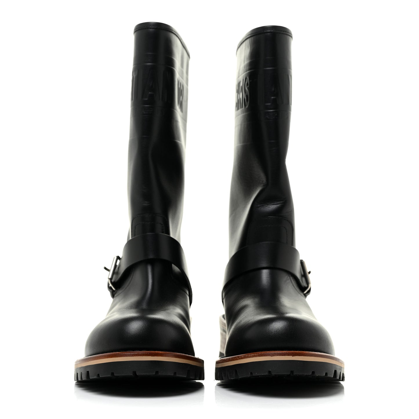 Calfskin Embossed Dior Quest 35mm Biker Boots 37 Black