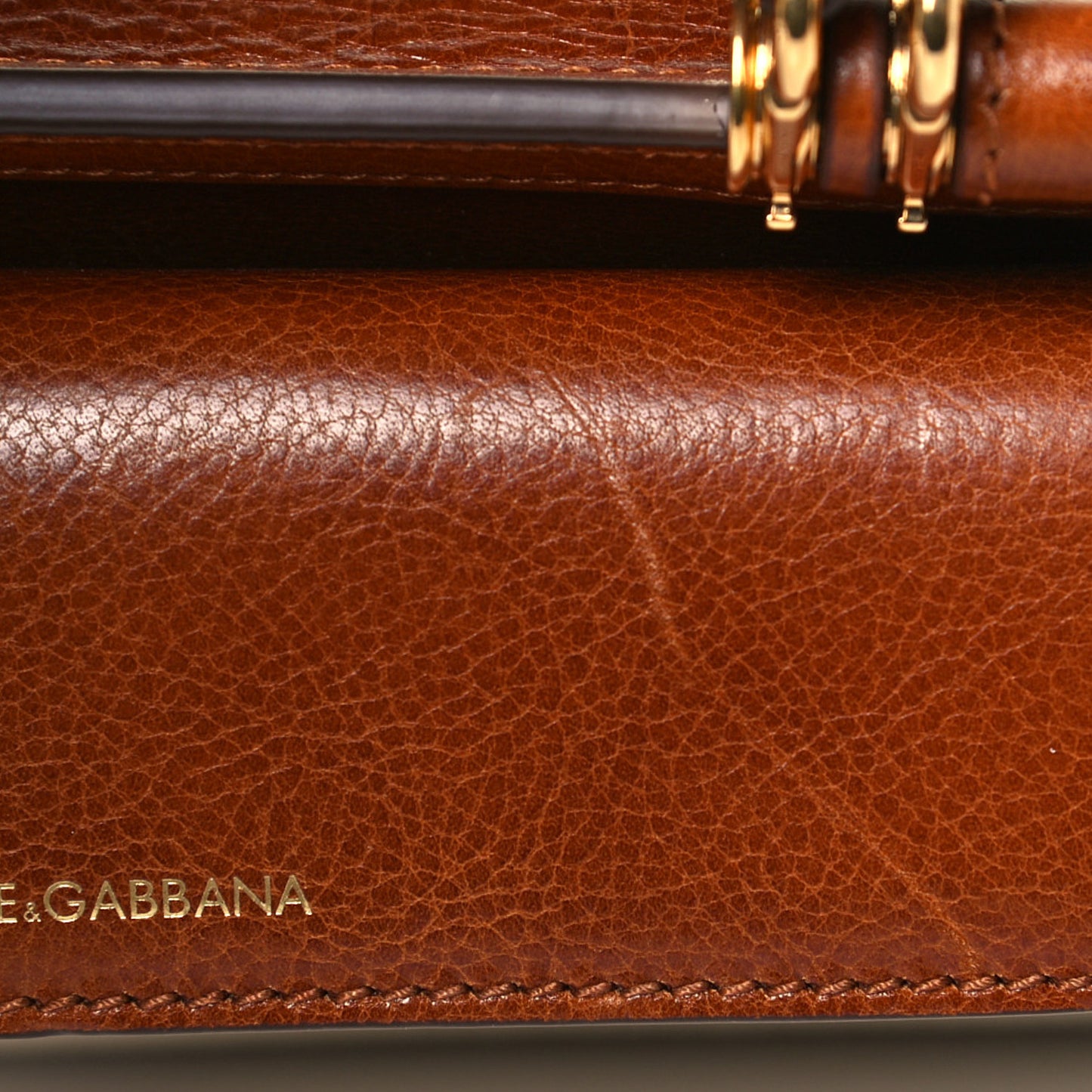Canvas Calfskin Small Sicily 58 Satchel Brown Beige