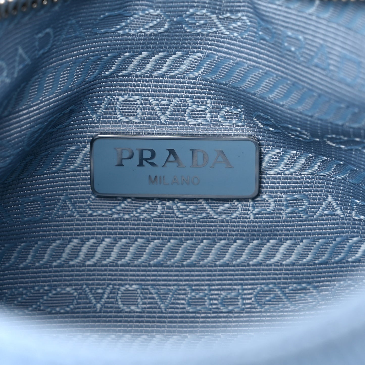 Nylon Embroidered Drill Mini Re-Edition 2000 Bag Sky Blue White