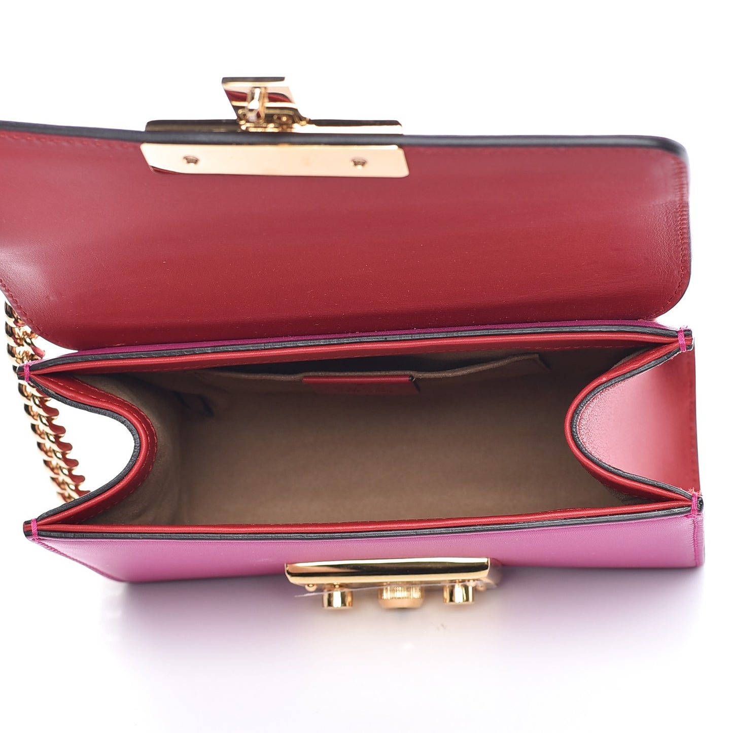 Calfskin Small Padlock Shoulder Bag New Rosette Hibiscus Red