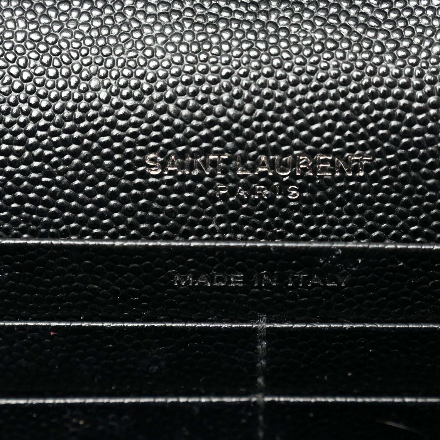 Saint Laurent Grain De Poudre Matelasse Chevron Monogram Monochrome Chain Wallet Black 6 of 11