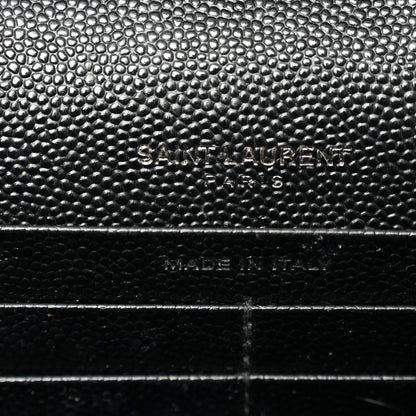 Saint Laurent Grain De Poudre Matelasse Chevron Monogram Monochrome Chain Wallet Black 6 of 11