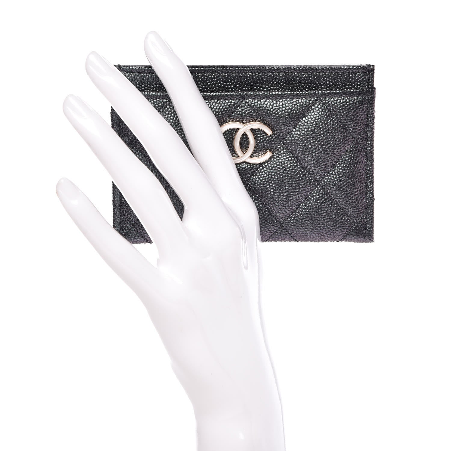 Chanel Iridescent Caviar Quilted Card Holder Black 2 of 10