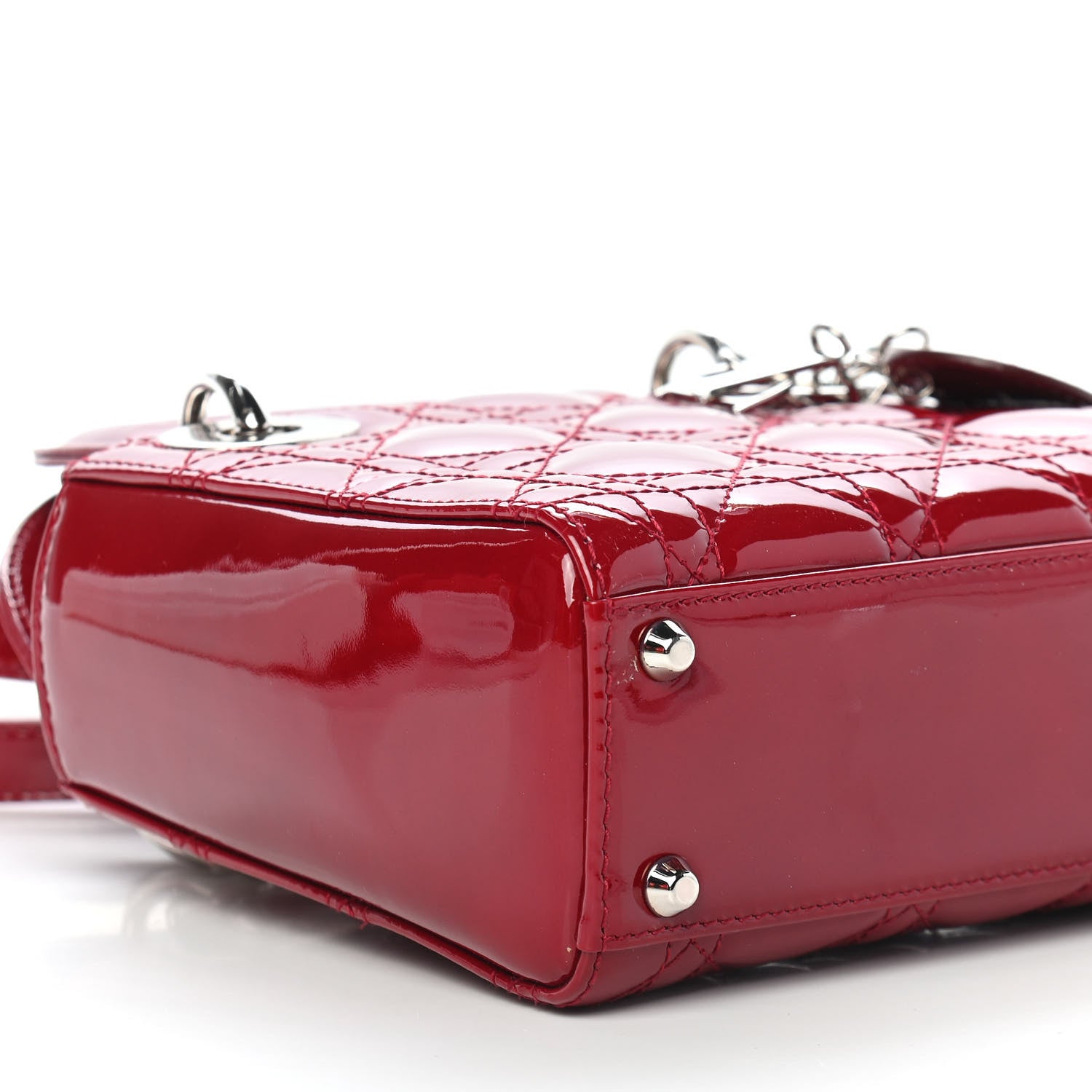 Christian Dior Patent Cannage Mini Lady Dior Red 6 of 7