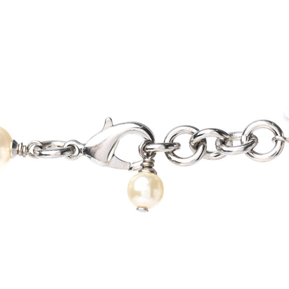Chanel Crystal Pearl CC Long Necklace Silver 5 of 6