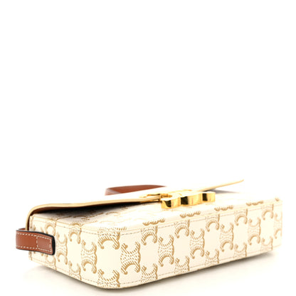 Celine Canvas Calfskin Triomphe Shoulder Bag White 4 of 10