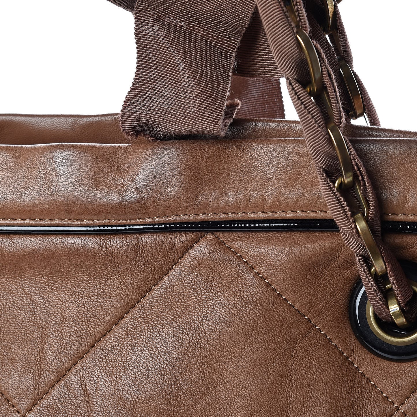 Lambskin Quilted Amalia Cabas Tote Camel