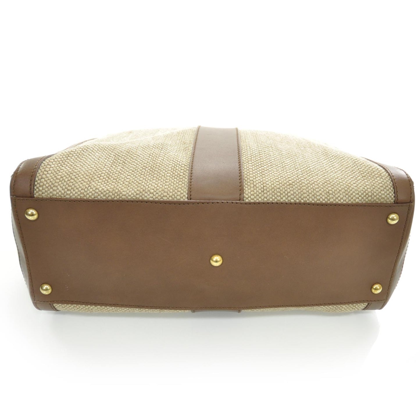 Woven Linen Leather Double Y Tote