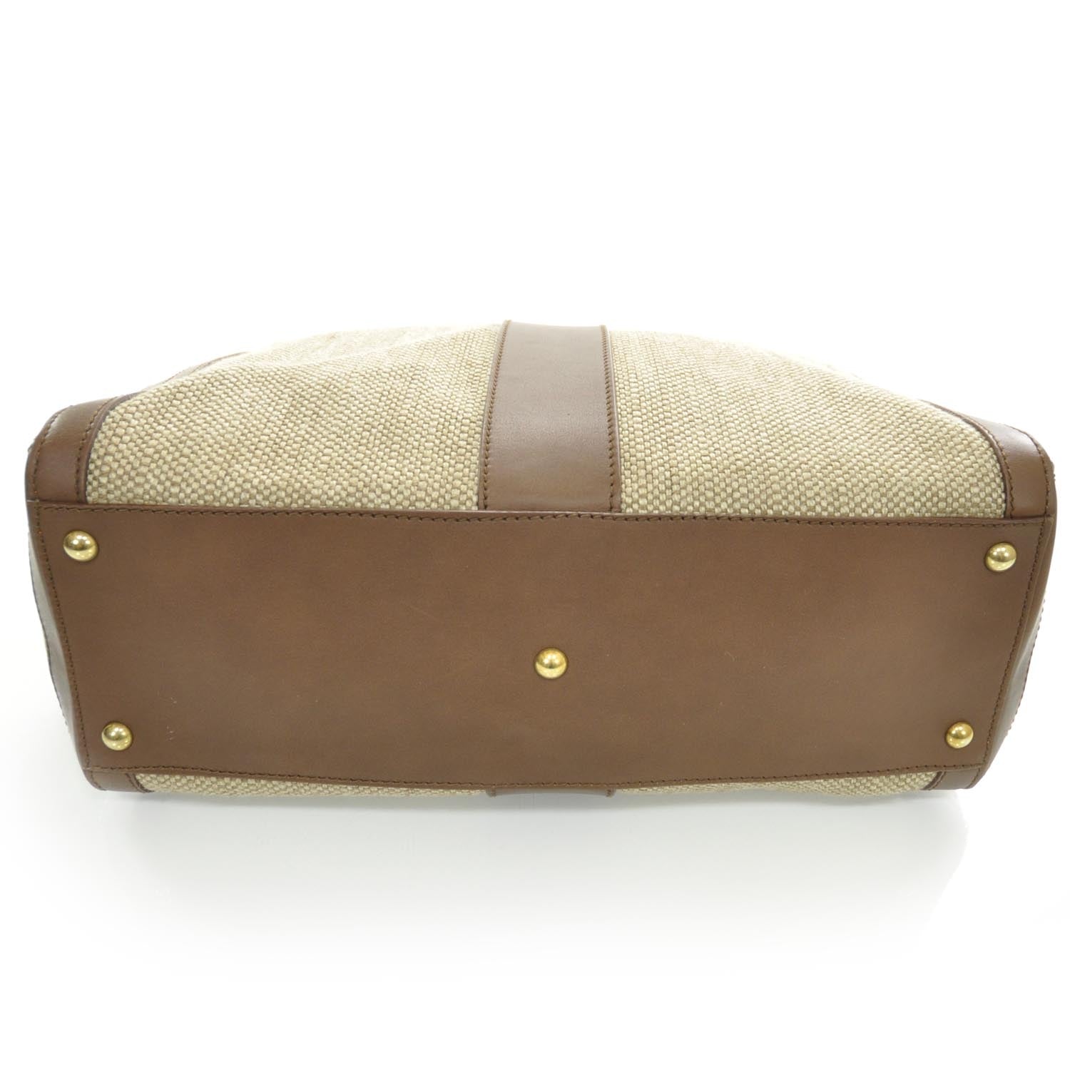 Saint Laurent Woven Linen Leather Double Y Tote 3 of 8