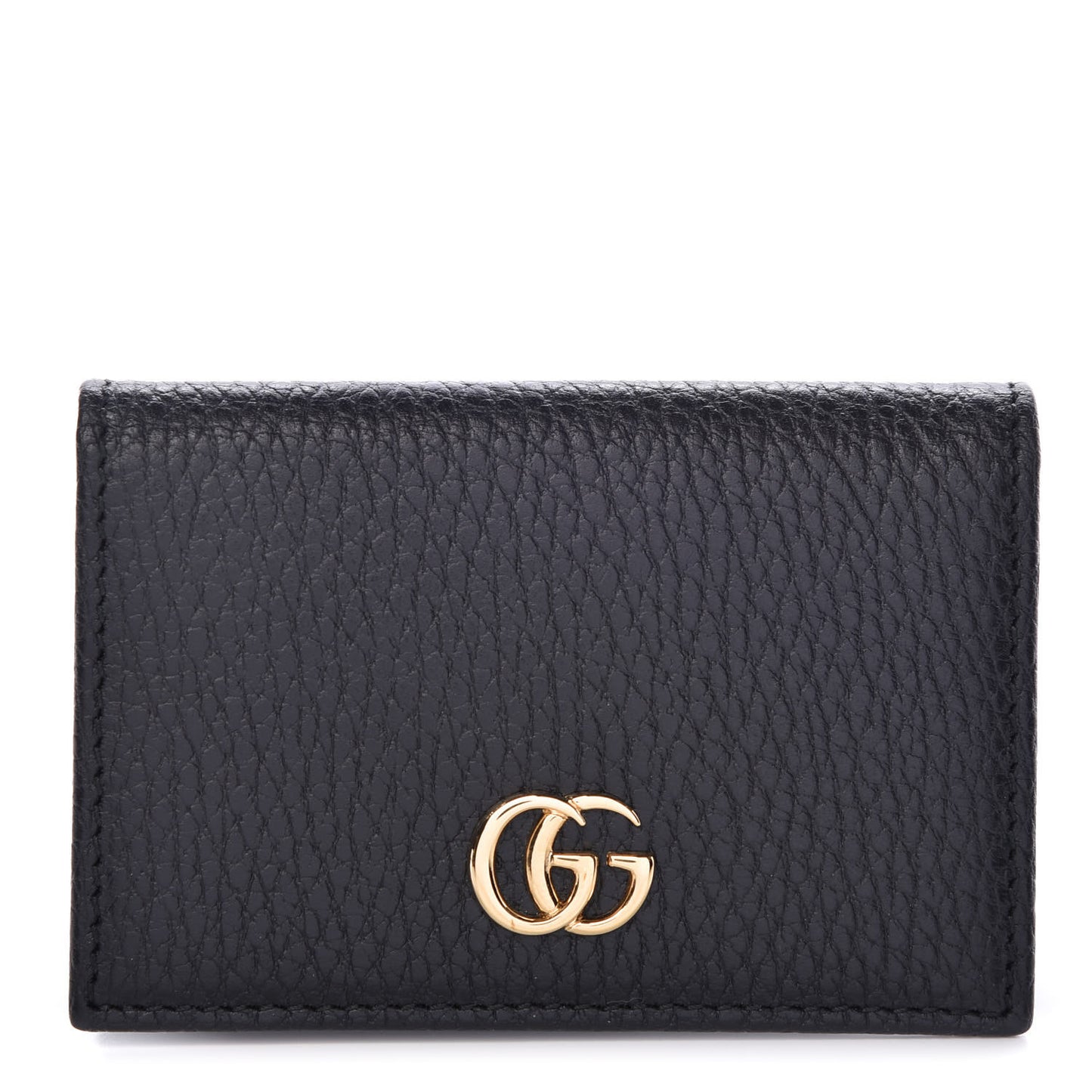 Pebbled Calfskin GG Marmont Card Case Black