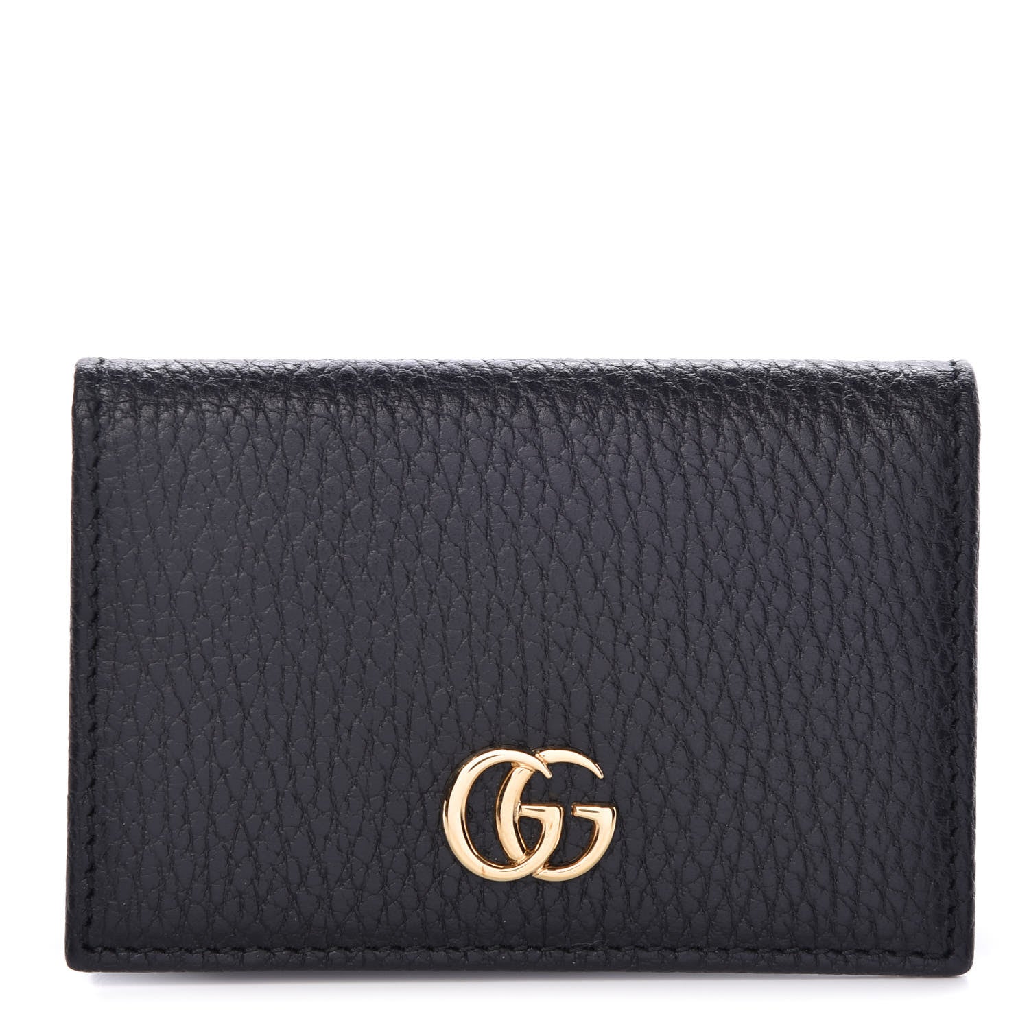 Gucci Pebbled Calfskin GG Marmont Card Case Black 1 of 8