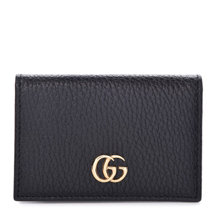 Gucci Pebbled Calfskin GG Marmont Card Case Black 1 of 8