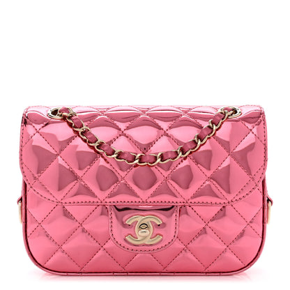 Chanel Mirror Calfskin Metallic Lambskin Quilted Hollywood Boulevard Mini Flap With Star Coin Purse Pink 3 of 13