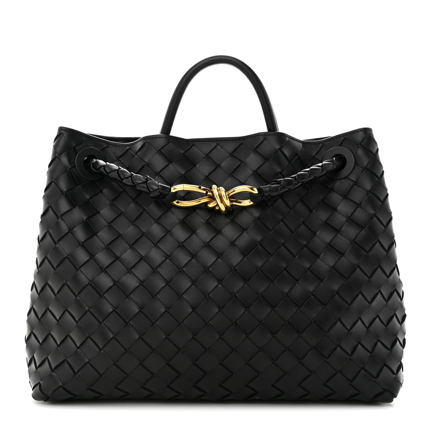 Nappa Intrecciato Medium Andiamo Shoulder Bag Black