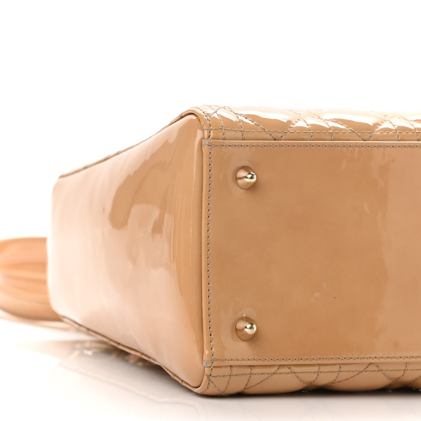 Patent Cannage Medium Lady Dior Beige