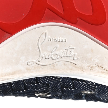 Christian Louboutin Denim Woven Lou Spikes Flat Sneakers 44.5 Blue 7 of 9