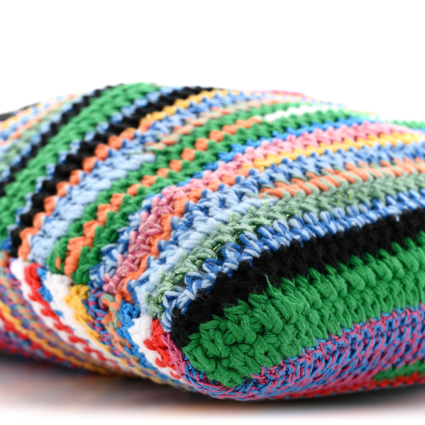 Cotton Crochet Stripe Vertical Tote Bag Multicolor
