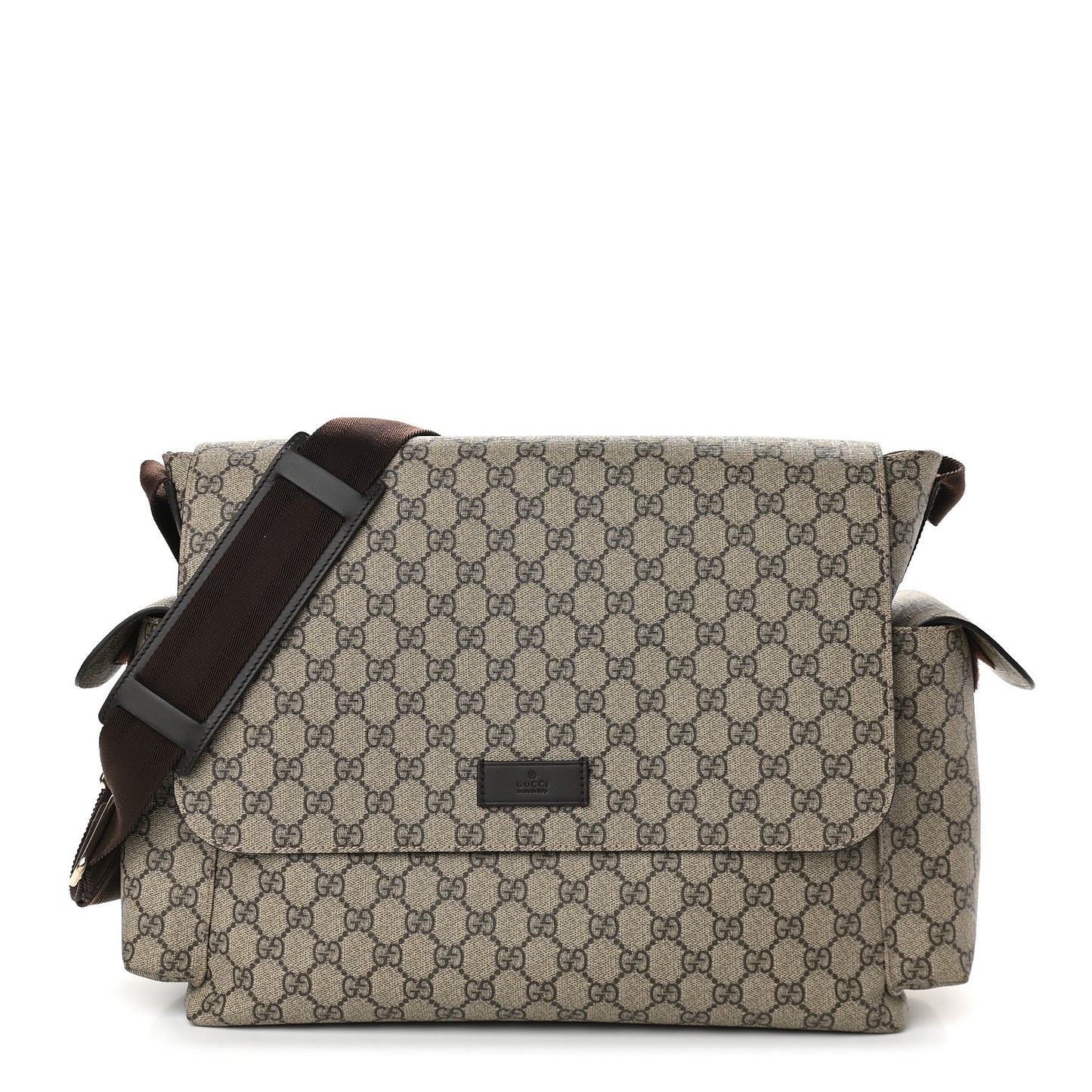 GG Plus Monogram Messenger Diaper Bag Dark Brown