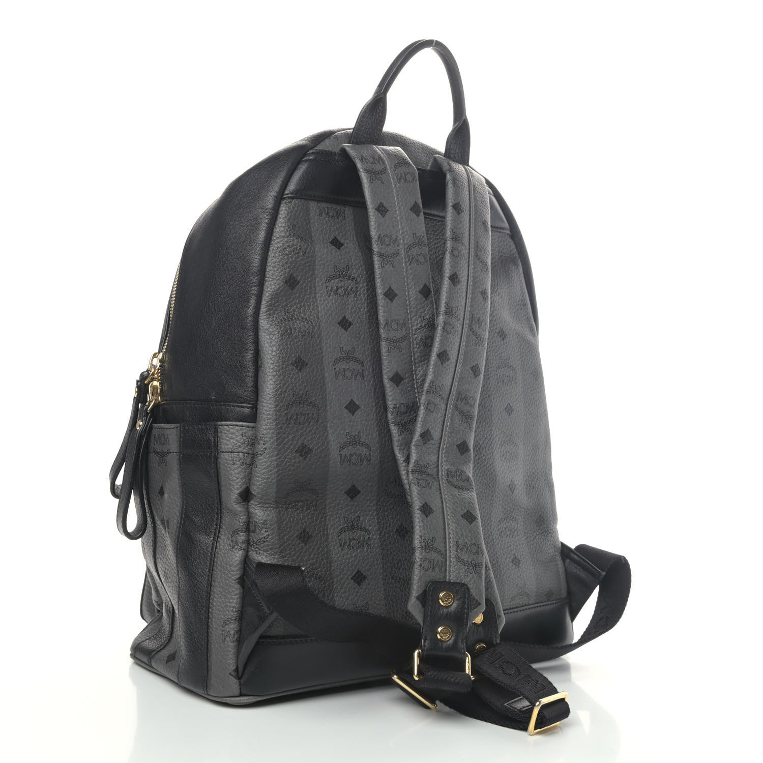 MCM Striped Visetos Studded Medium Stark M Backpack Black Phantom Grey 2 of 4