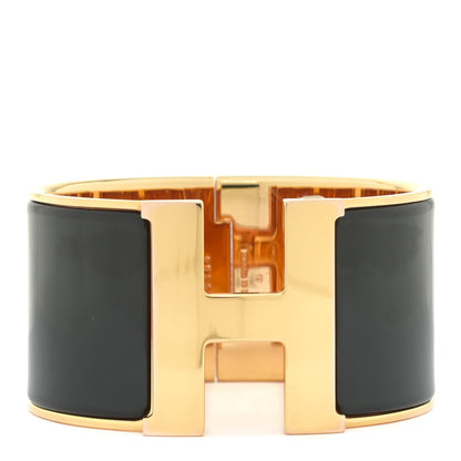 Hermes Enamel Extra Wide Clic Clac H Bracelet PM Black 1 of 6