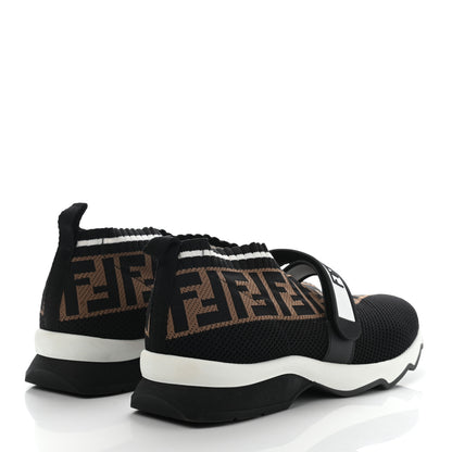 Fendi Stretch Yarn FF Stiff Band Rockoko Sneakers 40 Black White Tobacco 4 of 8