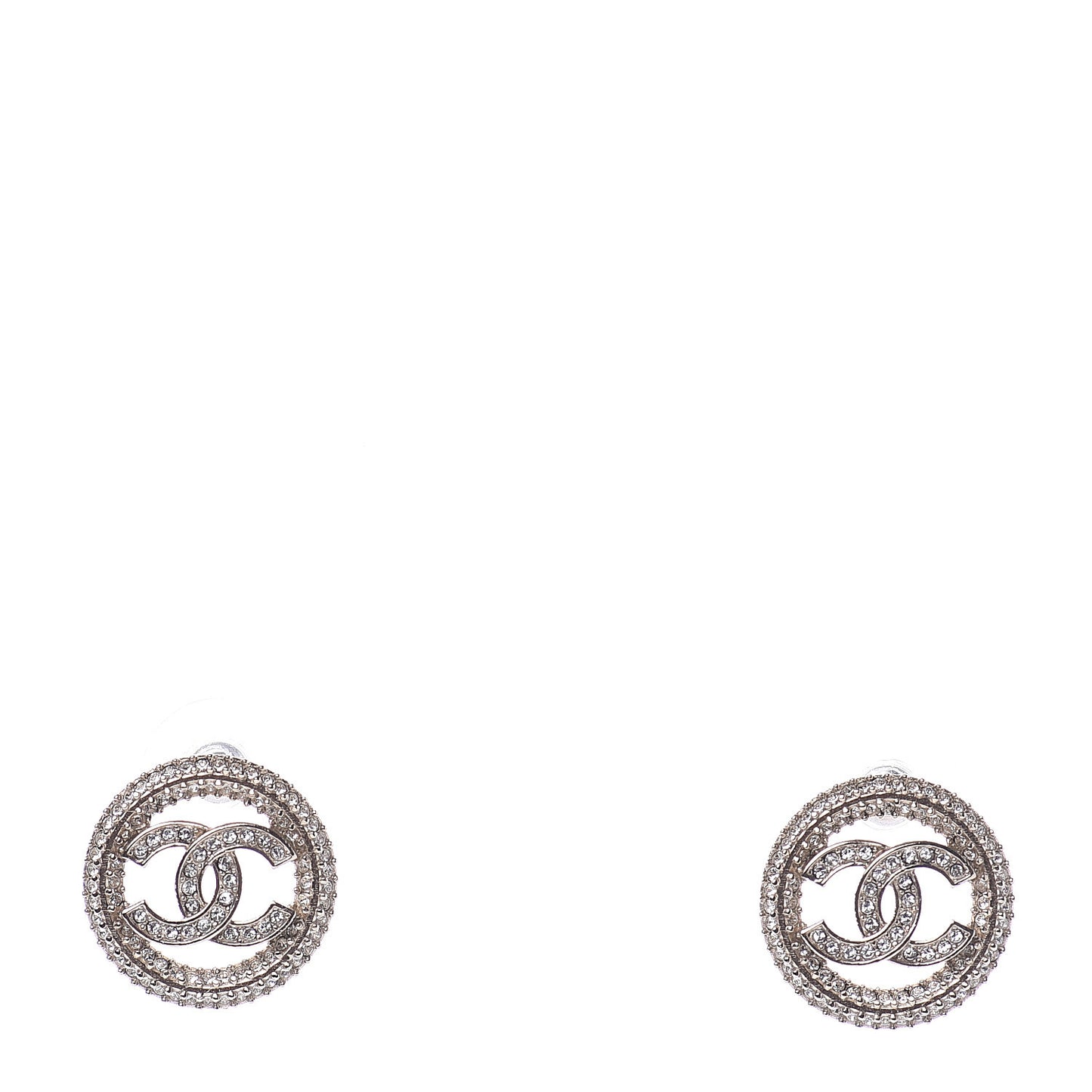 Crystal CC Round Earrings Gold