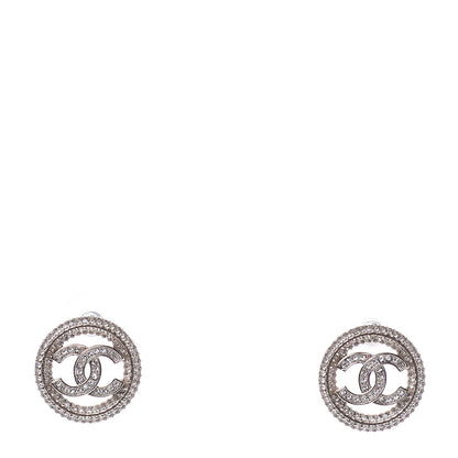 Chanel Crystal CC Round Earrings Gold 1 of 5