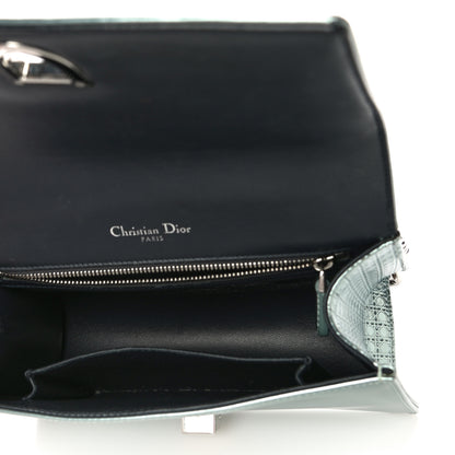 Christian Dior Metallic Patent Micro-Cannage Small Diorama Flap Bag Azur 5 of 17