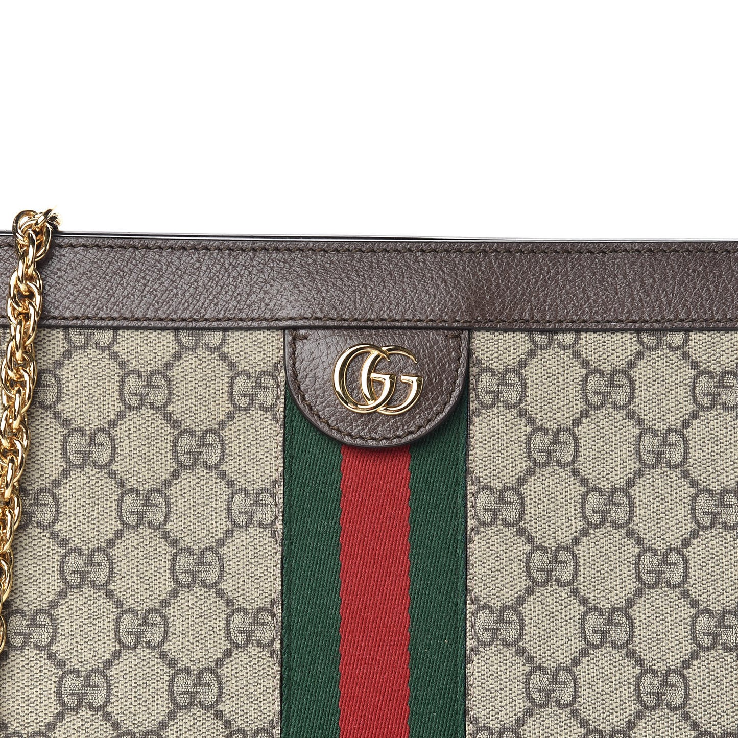 GG Supreme Monogram Web Small Ophidia Chain Shoulder Bag Brown