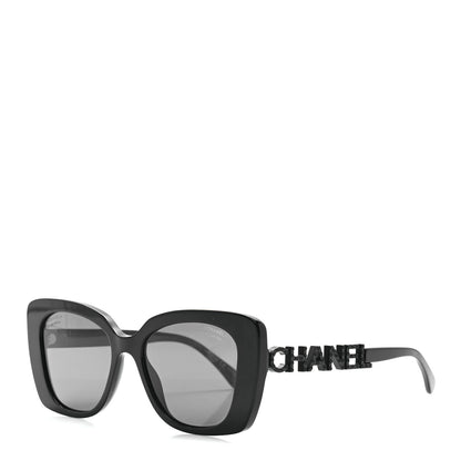 Chanel Acetate Strass Polarized Square Sunglasses 5422-B Black 1 of 8