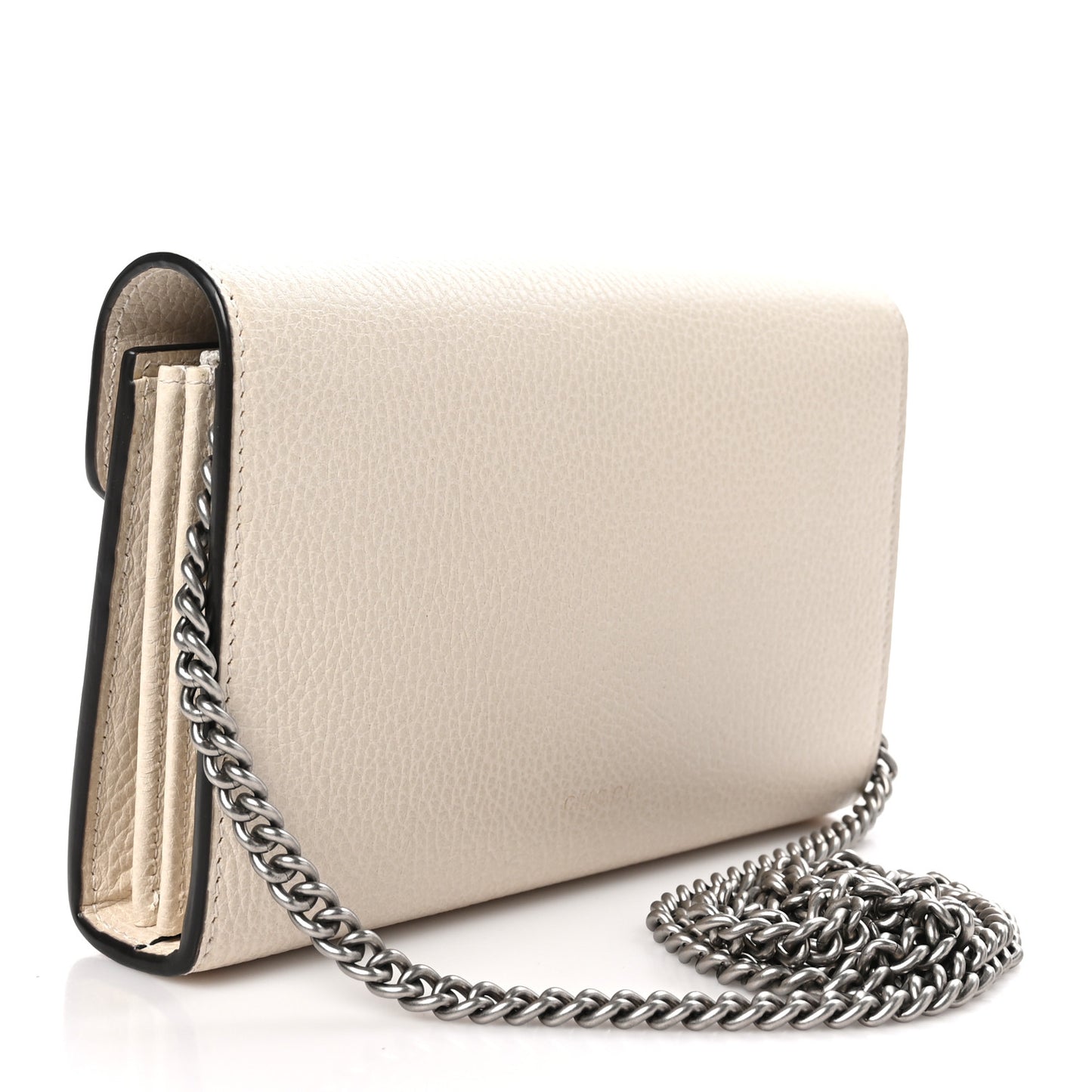 Dollar Calfskin Mini Dionysus Chain Wallet Mystic White