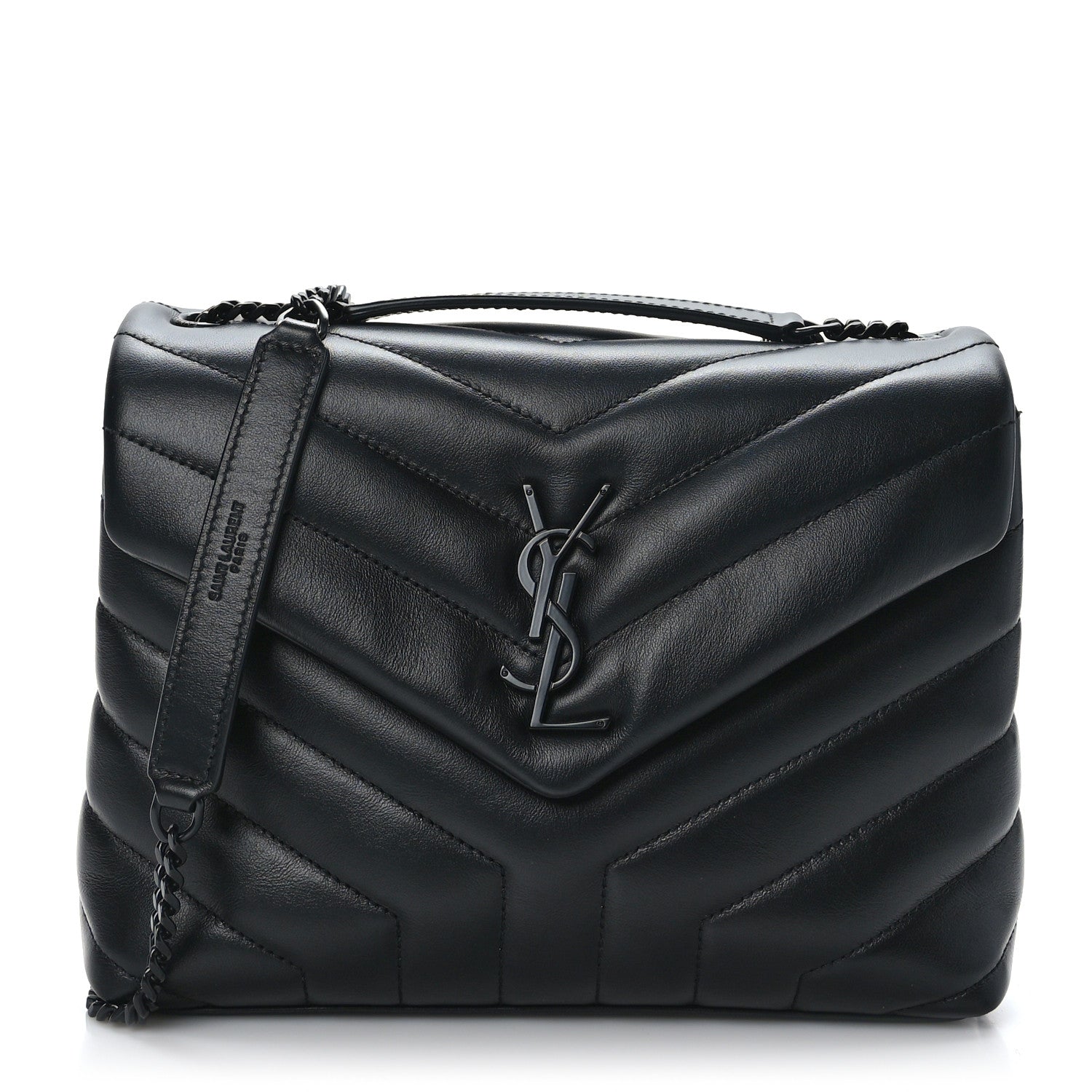Saint Laurent Calfskin Y Quilted Monogram Monochrome Small Loulou Chain Satchel Black 1 of 9