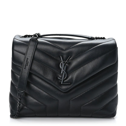 Saint Laurent Calfskin Y Quilted Monogram Monochrome Small Loulou Chain Satchel Black 1 of 9