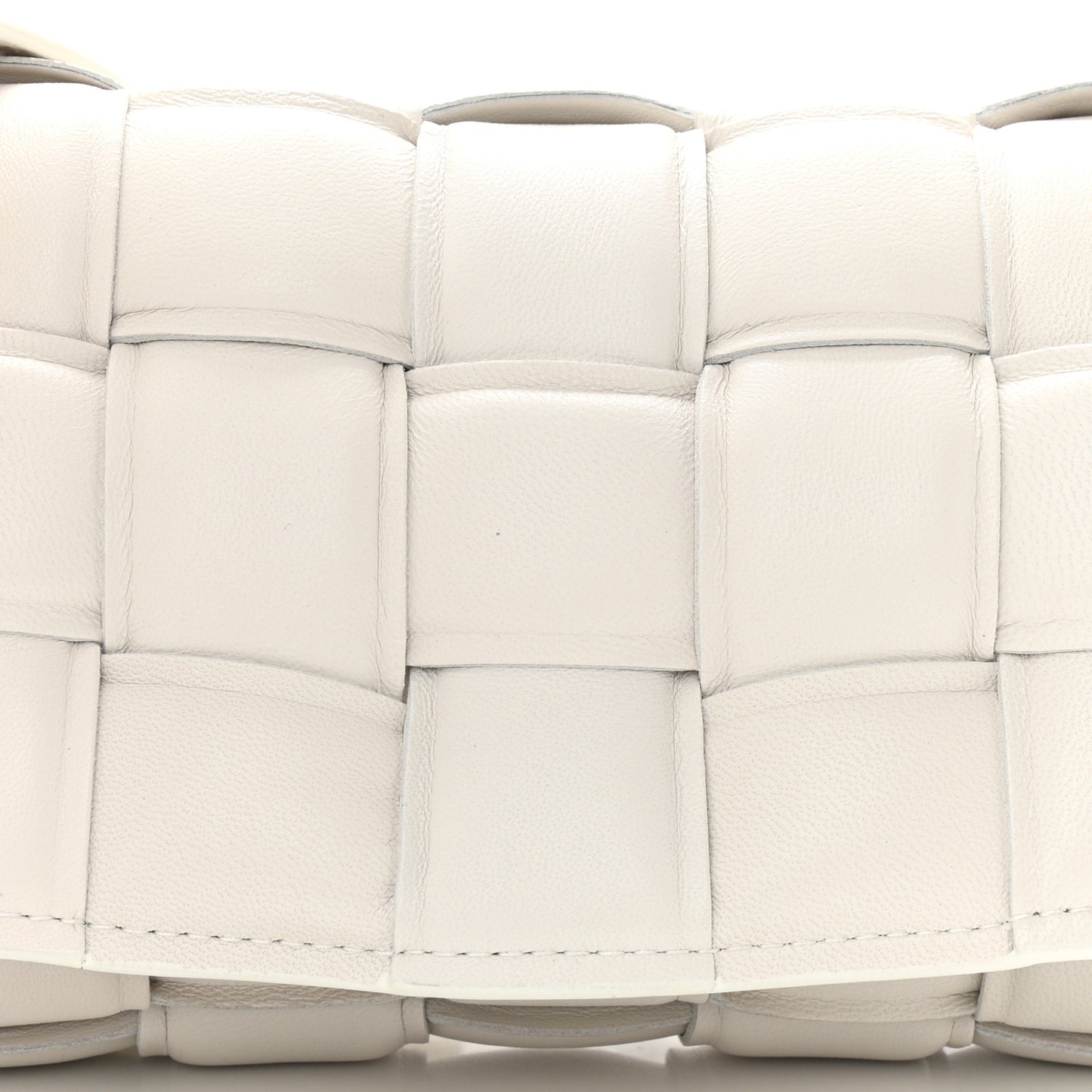 Lambskin Maxi Intreccio Padded Small Cassette Crossbody Bag White
