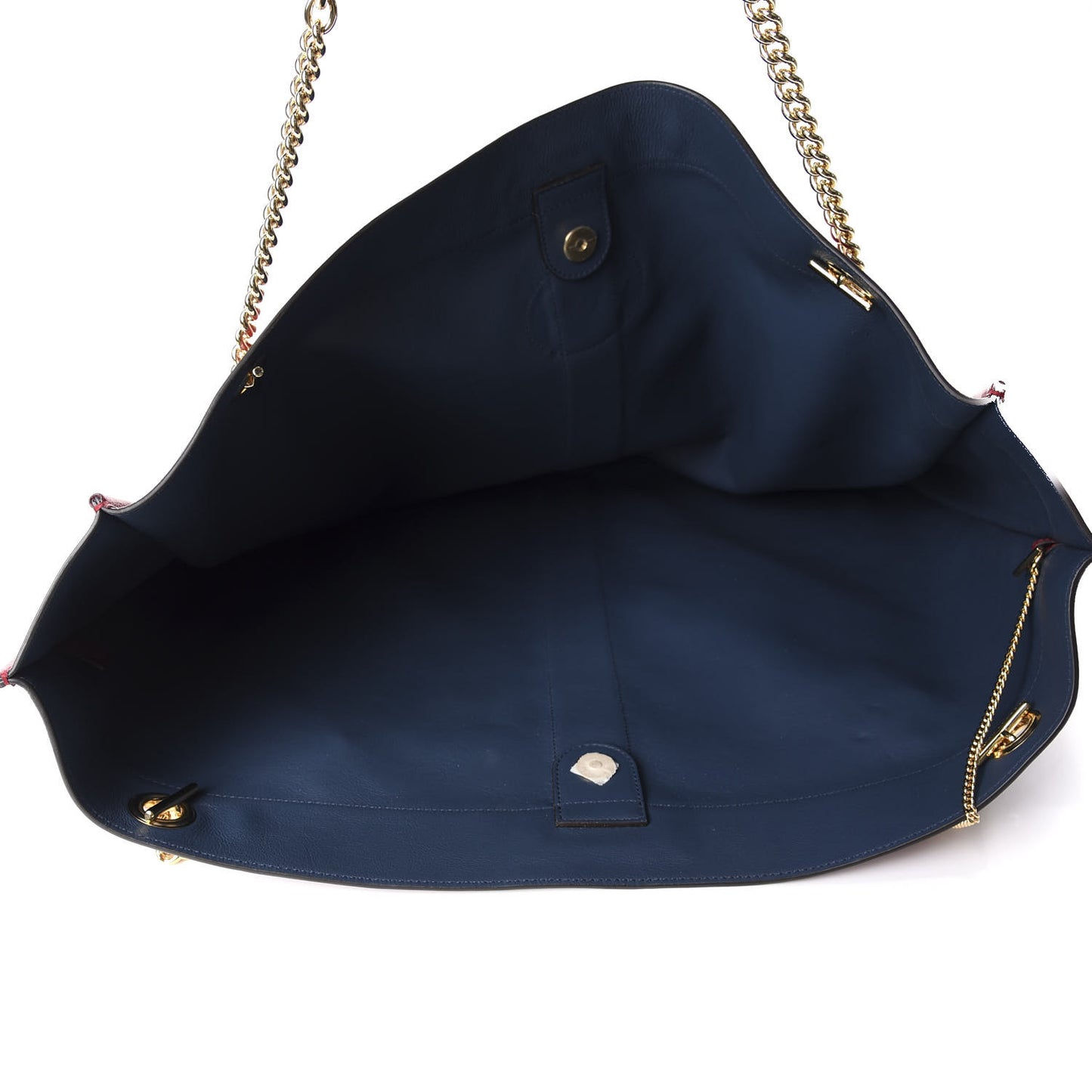 Suede Calfskin Maxi Rajah Chain Tote New Blue Romantic Cherry