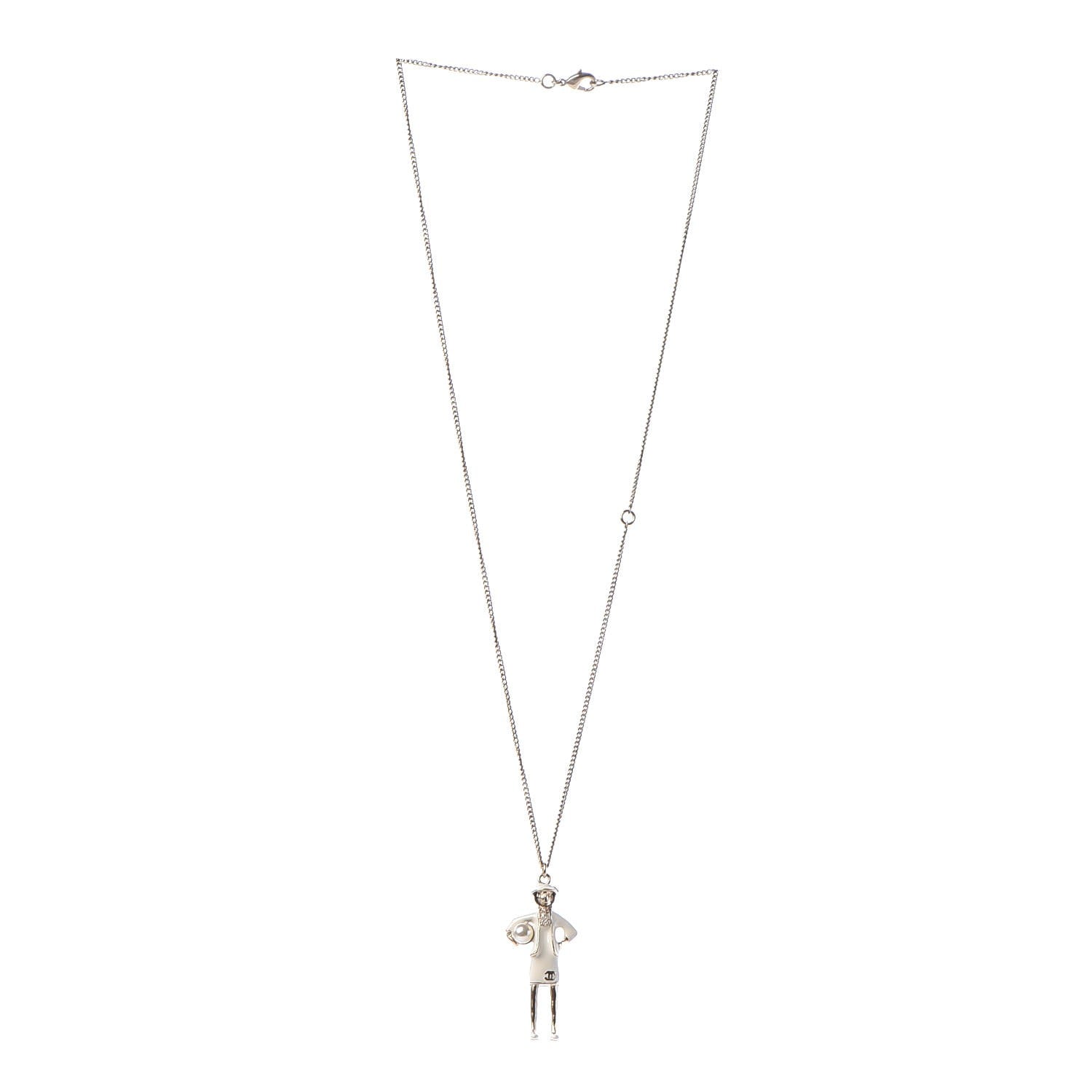 Chanel Enamel Pearl Coco CC Pendant Necklace Gold 3 of 7