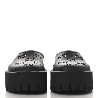 Gucci Rubber GG Monogram Perforated Elea Platform 55mm Lug Sole Sandals 36 Black 3 of 9