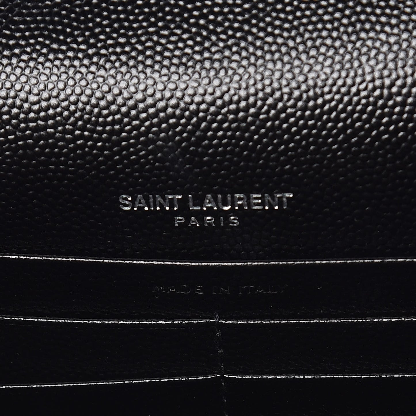 Grain De Poudre Matelasse Chevron Monogram Envelope Chain Wallet Black
