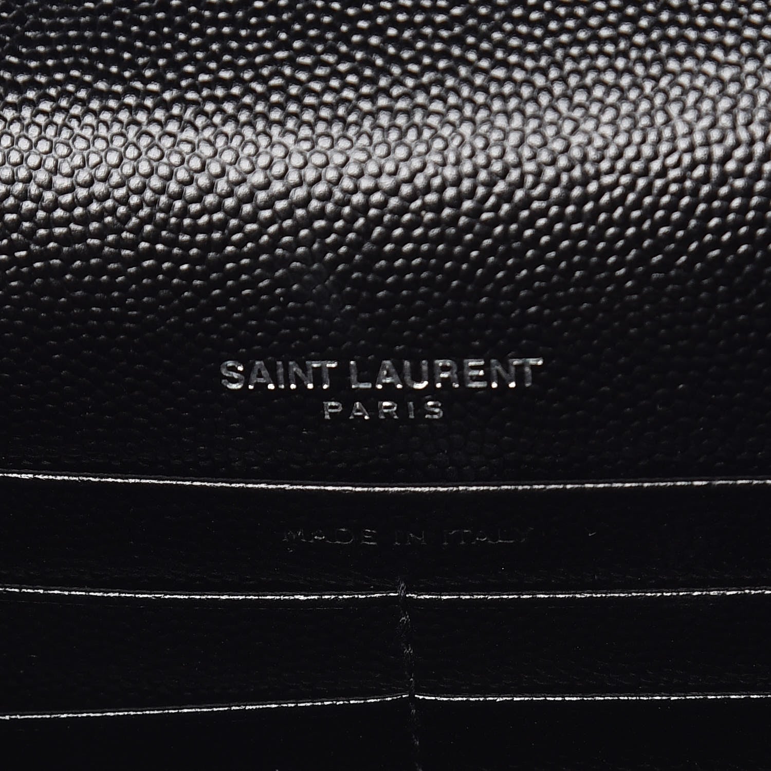 Saint Laurent Grain De Poudre Matelasse Chevron Monogram Envelope Chain Wallet Black 6 of 10