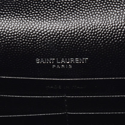 Saint Laurent Grain De Poudre Matelasse Chevron Monogram Envelope Chain Wallet Black 6 of 10