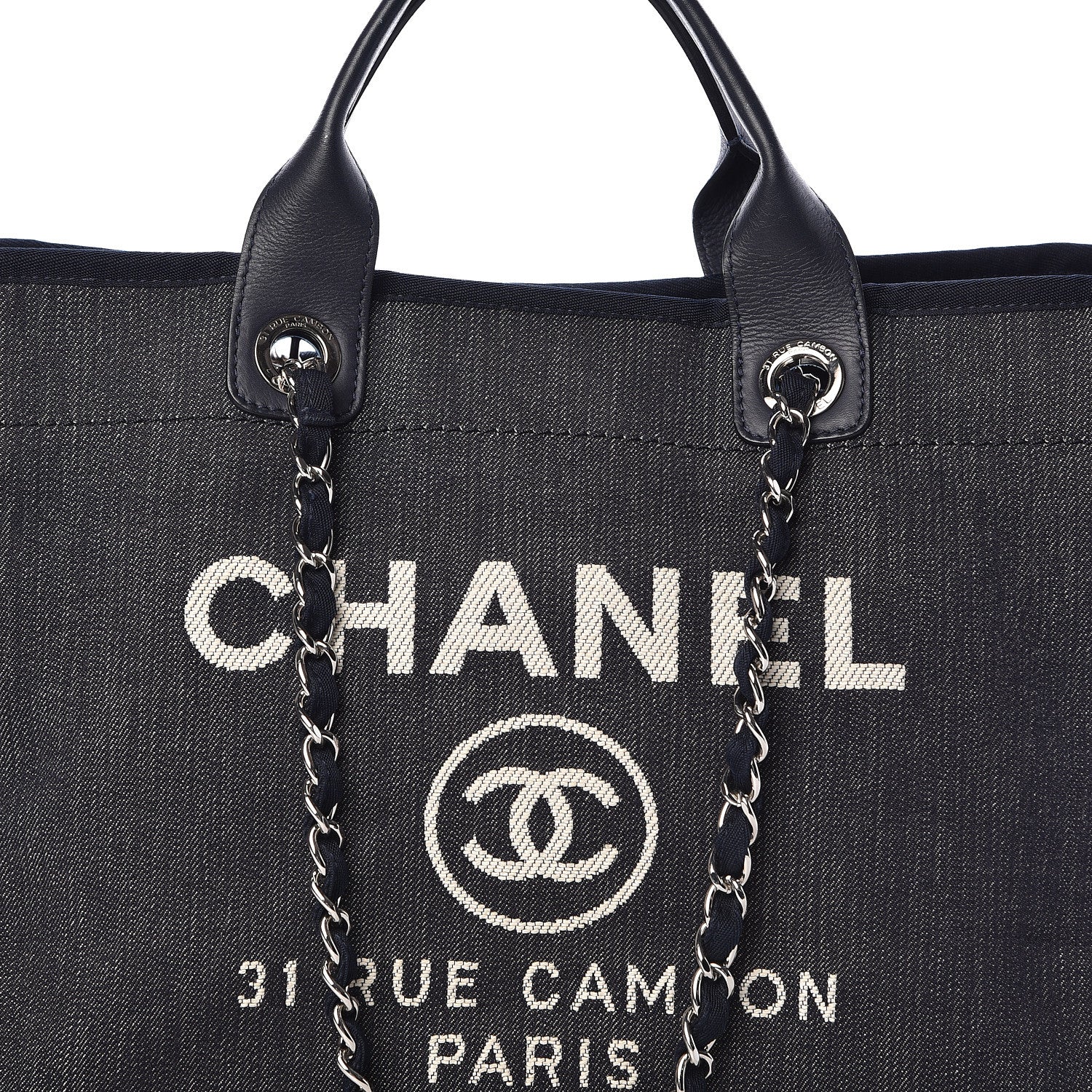 Chanel Denim Large Deauville Tote Dark Blue 8 of 10