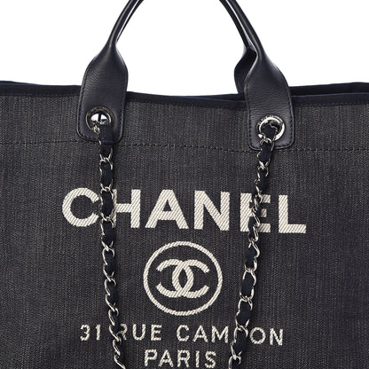 Chanel Denim Large Deauville Tote Dark Blue 8 of 10