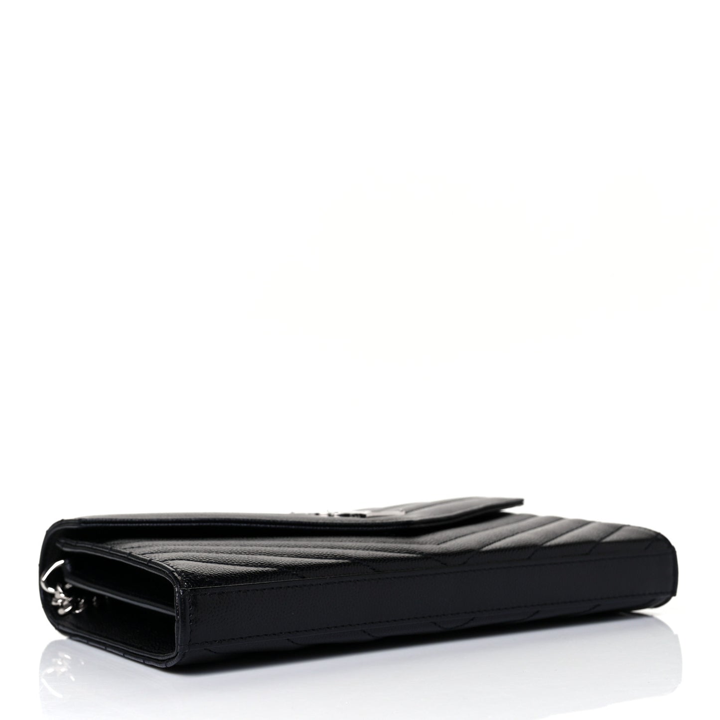 Grain De Poudre Matelasse Chevron Monogram Chain Wallet Black