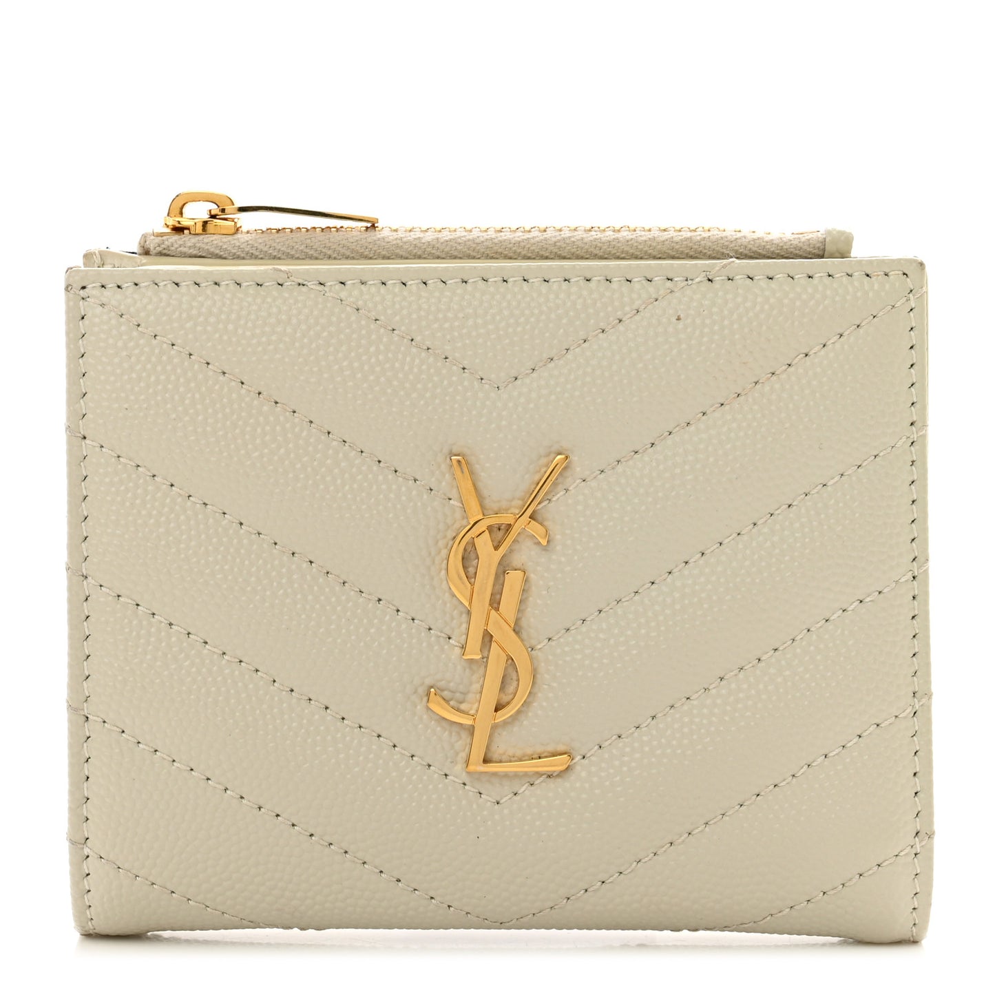 Grain De Poudre Matelasse Chevron Monogram Zipped Card Case Crema Soft