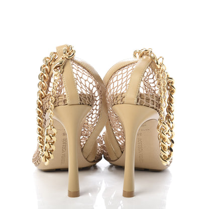 Bottega Veneta Mesh Nappa Chunky Chain Sandals 35 Beige Pony 6 of 9
